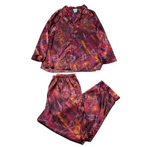 Cinema Etoile Womens 2Z Plus Satin Pjs Pajama Set Romantic Comfy Lounge Colorful